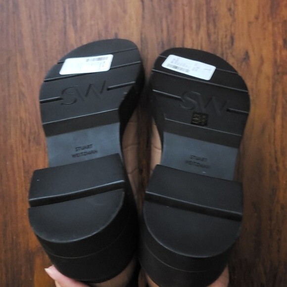 NWT Stuart Weitzman Norah Tan Embossed Leather Block Heel Boot Size 38.5 - Picture 6 of 7